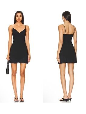 WeWoreWhat black lace peplum corset mini dress